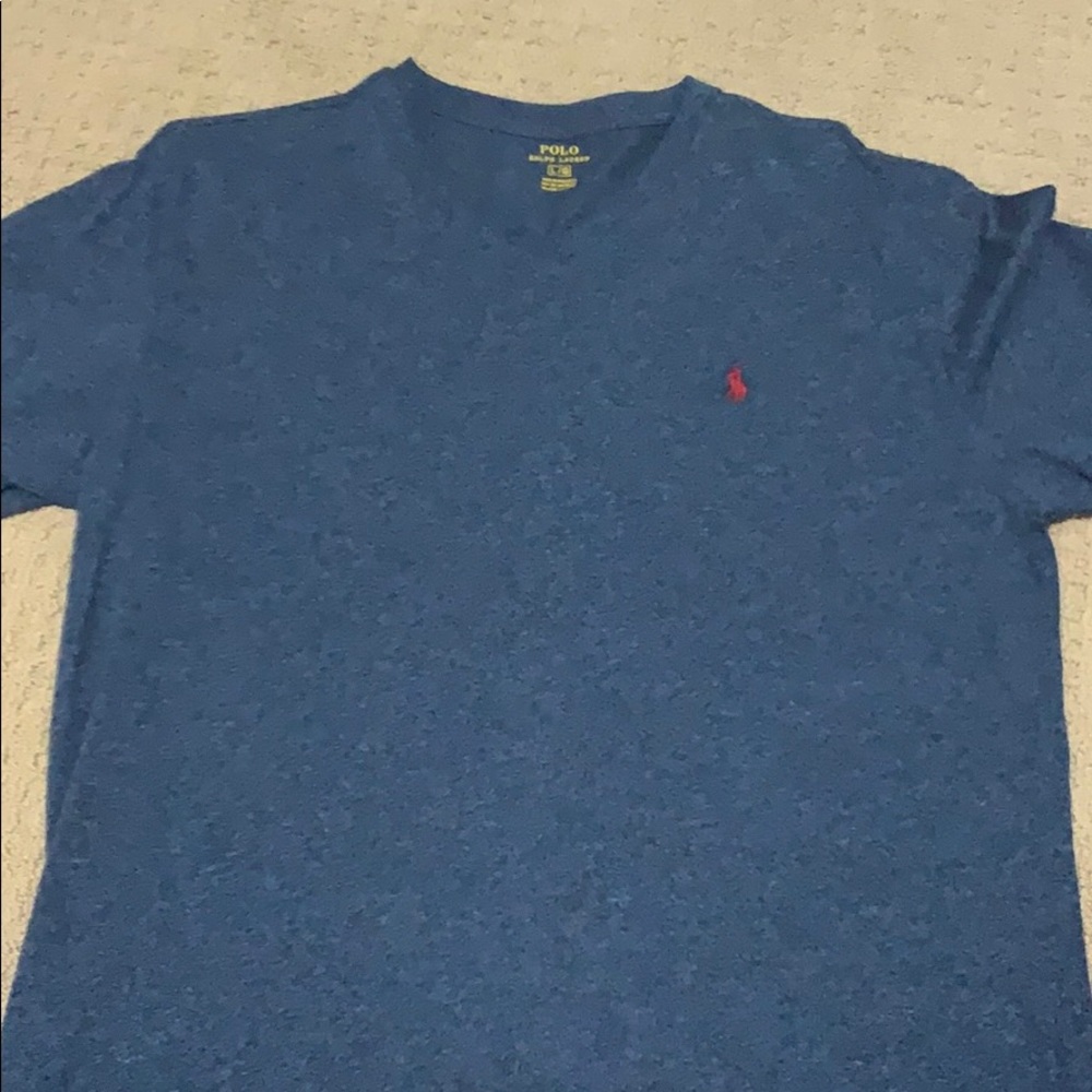 V-neck polo heather blue tee